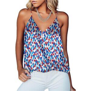 Women's Satin Camisole Tank Tops V Neck 01